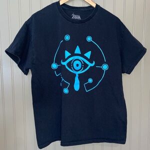 Legend of Zelda Graphic T-Shirt – Men’s Large – Black Crewneck – Blue Graphic
